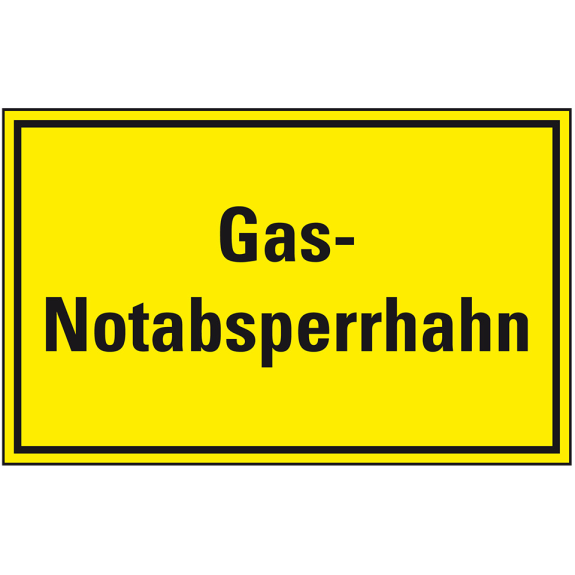 Hinweisschild Gas-Notabsperrhahn, Kunststoff, 300x200mm Hinweisschild Gas-Notabsperrhahn, Kunststoff, 300x200mm-Beschreibung lesen