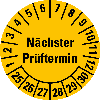 Prüfplakette Nächster Prüftermin 25-30, gelb, Folie, selbstkl., Ø30mm, 500/Rolle Prüfplakette Nächster Prüftermin 25-30, gelb, Folie, selbstkl., Ø30mm, 500/Rolle