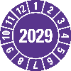 Prüfplakette 2029, violett, Folie, selbstklebend, Ø 15mm, 500/Rolle