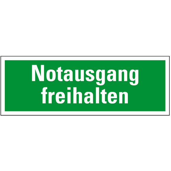 Rettungszeichen Notausgang freihalten, praxisbewährt, Folie, selbstklebend, 297x105mm-Beschreibung lesen