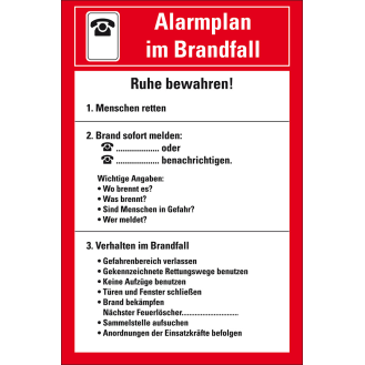 Aushang Alarmplan im Brandfall, Kunststoff, 200x300mm-Beschreibung lesen