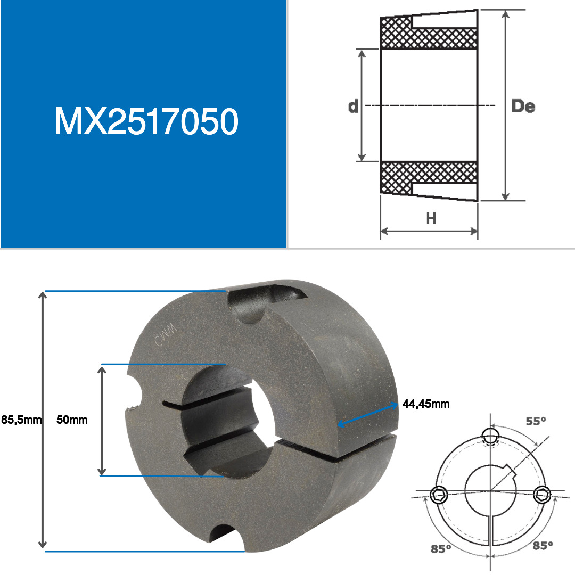 CMW - Cubo desmontable 2517 con 50 mm de diámetro de eje-Leer más