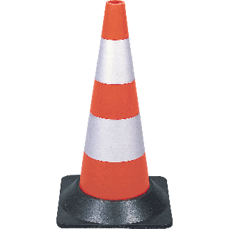 Leitkegel, für Tag/Nachteinsatz, rot/silber, Polyethylen, Recyclingfuß, 500mm-Beschreibung lesen