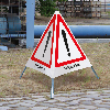 Sicherheitsfaltzeichen für Mäharbeiten, 3-seitig, rot/weiß, SL 600 mm Sicherheitsfaltzeichen für Mäharbeiten, 3-seitig, rot/weiß, SL 600 mm