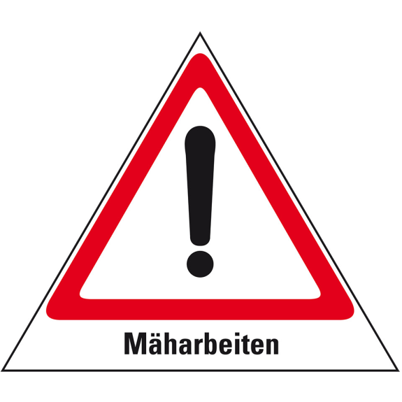 Faltsignal Mäharbeiten, 3-seitig, rot/weiß, SL 600mm Faltsignal Mäharbeiten, 3-seitig, rot/weiß, SL 600mm-Beschreibung lesen