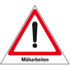 Faltsignal Mäharbeiten, 3-seitig, rot/weiß, SL 600mm Faltsignal Mäharbeiten, 3-seitig, rot/weiß, SL 600mm