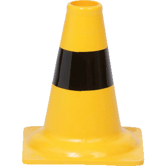 Leitkegel, für Betriebsgelände, leichte Ausführung, gelb/schwarz, PVC, 200mm, 0,2kg-Beschreibung lesen