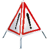 Faltsignal !, Zusatzabsicherung f. Gefahrenstellen, 3-seitig, rot/weiß, SL 600mm Faltsignal !, Zusatzabsicherung f. Gefahrenstellen, 3-seitig, rot/weiß, SL 600mm