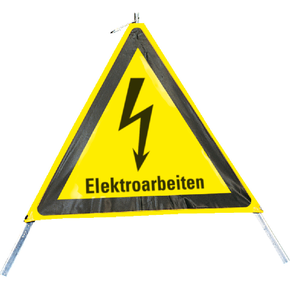 Faltsignal Elektroarbeiten, 3-seitig, gelb/schwarz, SL 600mm Faltsignal Elektroarbeiten, 3-seitig, gelb/schwarz, SL 600mm-Beschreibung lesen