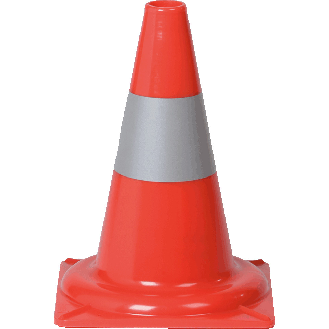 Leitkegel, für Tag- und Nachteinsatz, rot tagesleuchtend/silber, 350mm, 0,65kg-Beschreibung lesen