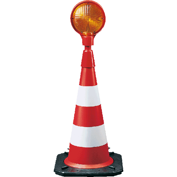 Leitkegel mit Blitzlampe, rot/weiß, Kunststoff, Typ 2 Folie, 750mm, 9,4kg-Beschreibung lesen