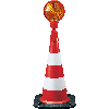 Leitkegel mit Blitzlampe, rot/weiß, Kunststoff, Typ 2 Folie, 750mm, 9,4kg