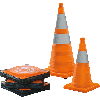 Falt-Leitkegel mit Blink-LED, orange/reflektierend, Höhe 500mm, 1,75kg