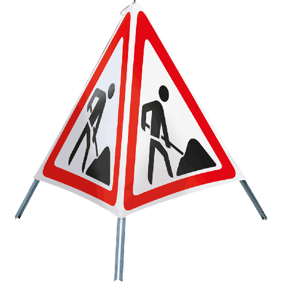 Faltsignal Baustelle, 3-seitig, rot/weiß, SL 600mm Faltsignal Baustelle, 3-seitig, rot/weiß, SL 600mm-Beschreibung lesen