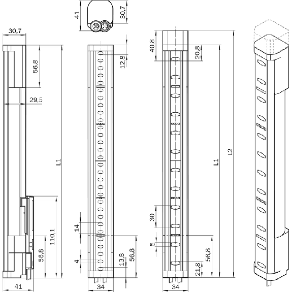 Barrière sécurité T4 (R) H=0750mm Rés=30mm P=30m LED - C4P-EA07531D00-Lire la description