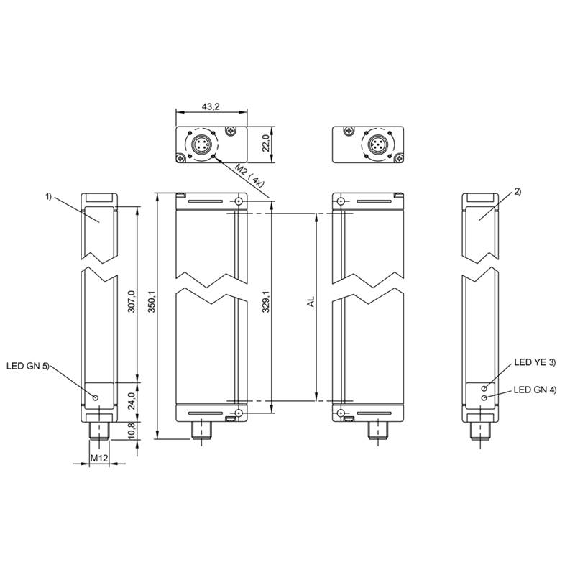 Rideau mesureur H=0300mm Rés=3,5mm P=2,1m 0-10V PNP NO - BLG 1-030-210-070-PV01-SX (BLG0005)-Lire la description