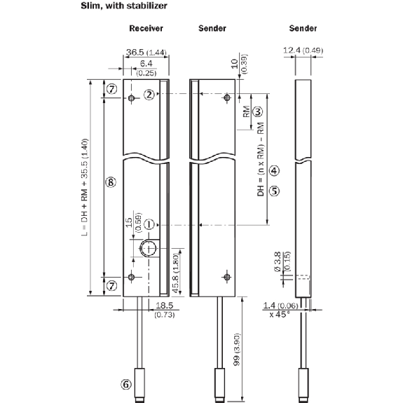 Rideau d'automatisation H=0280mm Rés=40mm P=1,5 m PNP / M08 4P - SPL-S280PPS2W04-Lire la description