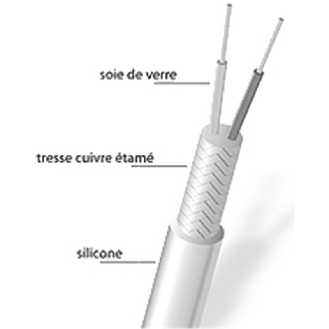 Câble de rac. couple S soie de verre/tresse cuivre étamé/silicone - VTSS250-Lire la description
