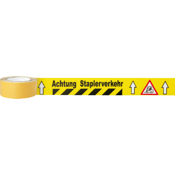 Bodenmarkierungsband Achtung Staplerverkehr, PVC, 50mm, 5m/Rolle-Beschreibung lesen