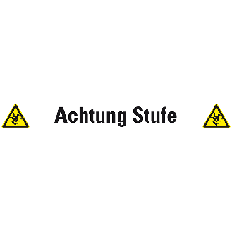 Treppenmarkierung Achtung Stufe, mit 2 Piktogrammen, R10, Bodenmarkierungsfolie, 120x1000mm, ASR A1.5-Beschreibung lesen