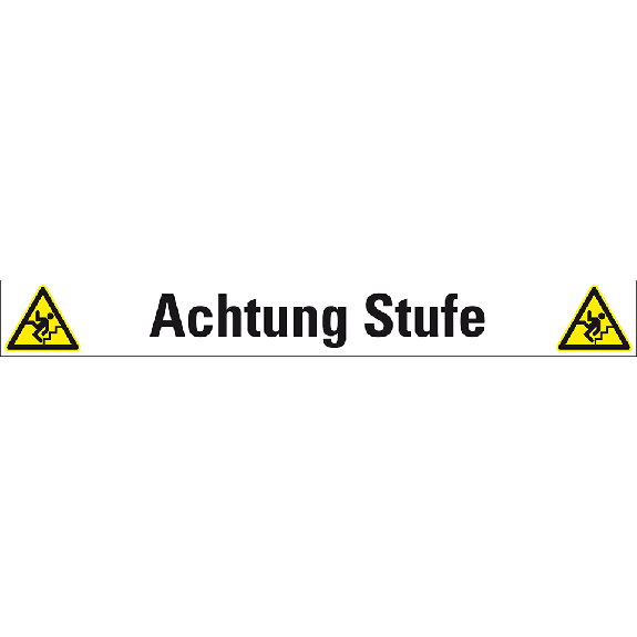 Treppenmarkierung Achtung Stufe, mit 2 Piktogrammen, R10, Bodenmarkierungsfolie, 120x1000mm, ASR A1.5-Beschreibung lesen