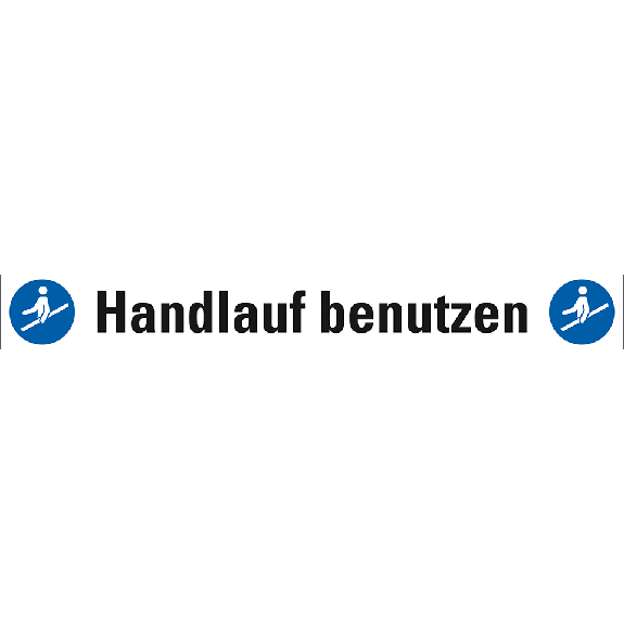 Treppenmarkierung Handlauf benutzen, mit 2 Piktogrammen,, Bodenmarkierungsfolie, 120x1000mm/M012-Beschreibung lesen