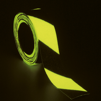 PERMALIGHT power Trittschutz-Warnmarkierung, R13, schwarz/gelb, floureszierend, 50mm, 6m/Rolle-Beschreibung lesen