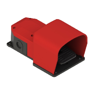 Pédale de cde simple rouge avec protection 1NO+2NF(x2) décalés - PX 22041-M2-Lire la description