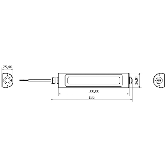 Lampe LED 160 mm, 120°, 6 W, 24 Vdc, on/off switch, câble 3m - SU0121S01-Lire la description