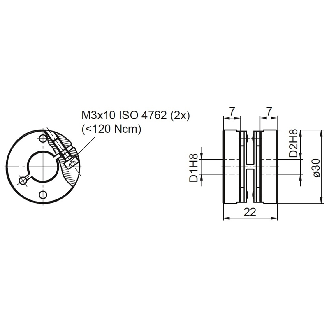 Accouplement flexible (D1=6 / D2=16), version isolée - Z 121.C05-Lire la description