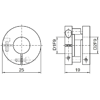 CPS25 Accouplement K/K L=19 d1=06/d2=06 - BAU11065916-Lire la description