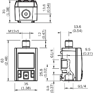 Capteur de pression 4-20mA/0-10V+PNP/NPN, -1 .. 10 bar, 2 x G ¼ - PAC50-FGG (Leakage Tester)-Lire la description