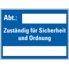 Hinweisschild Abt.: Zuständig für..., zum Selbstbeschriften, Kunststoff, 400x300mm Hinweisschild Abt.: Zuständig für..., zum Selbstbeschriften, Kunststoff, 400x300mm