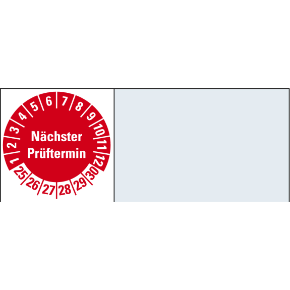 Kabelprüfplakette NP 25-30, rot, Folie, selbstklebend, 20x50mm, 16/Bogen-Beschreibung lesen