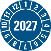 Prüfplakette 2027, blau, Dokumentenfolie, fälschungssicher, Ø 20mm, 10/Bogen