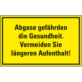 Hinweisschild Abgase gefährden die Gesundheit..., Kunststoff, 300x200mm-Beschreibung lesen