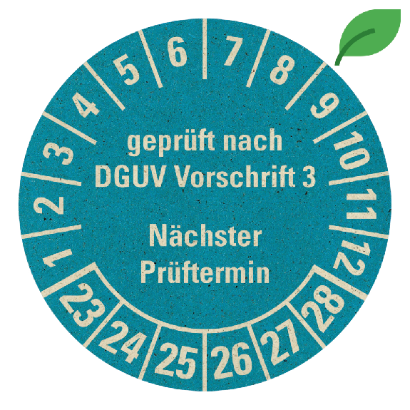Prüfplakette geprüft DGUV Vor.3 Nächster Prüftermin, 23-28, blau, Graspapier, Ø 30mm, 18/Bogen Prüfplakette geprüft DGUV Vor.3 Nächster Prüftermin, 23-28, blau, Graspapier, Ø 30mm, 18/Bogen-Beschreibung lesen