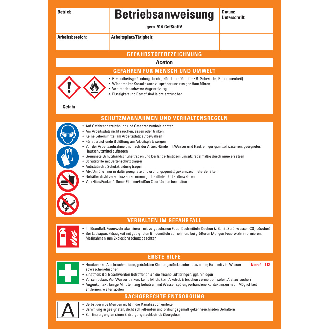 Betriebsanweisung Aceton, CLP/GHS, Kunststoff, 210x297mm, ASR A1.3, DIN EN ISO 7010-Beschreibung lesen