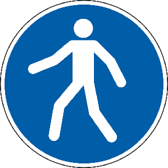 Gebotsschild Fußgängerweg benutzen, Folie, selbstklebend, Ø 200mm, ASR A1.3, DIN EN ISO 7010 M024-Beschreibung lesen