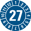 Prüfplakette 27, blau, Folie, selbstklebend, Ø 30mm, 500/Rolle