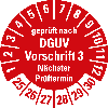 Prüfplakette DGUV Vorschrift 3 NP 25-30,rot/weiß,Folie,selbstkl.,Ø 30mm,10/Bogen