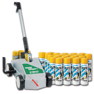 Aktions-Set Markierungsgerät SUPER Striper, Farbe Traffic extra, gelb, 36 Dosen-Beschreibung lesen