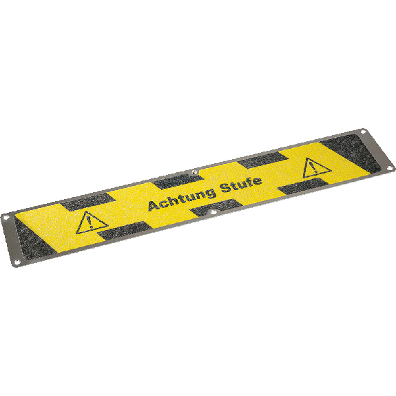 Platte Achtung Stufe, mit 3M Safety-Walk-Antirutschbelag, schwarz/gelb, Aluminium, 114x635mm, R13, ASR A1.5-Beschreibung lesen
