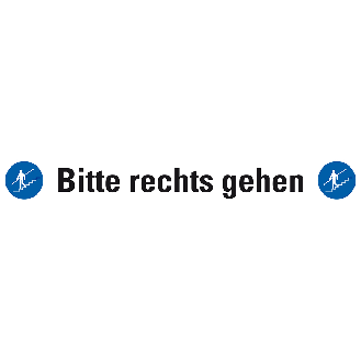 Treppenmarkierung Bitte rechts gehen, mit 2 Piktogrammen, R10, Bodenmarkierungsfolie, 120x1000mm, ASR A1.5-Beschreibung lesen