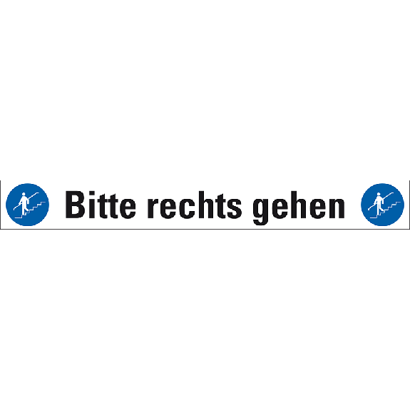 Treppenmarkierung Bitte rechts gehen, mit 2 Piktogrammen, R10, Bodenmarkierungsfolie, 120x1000mm, ASR A1.5-Beschreibung lesen