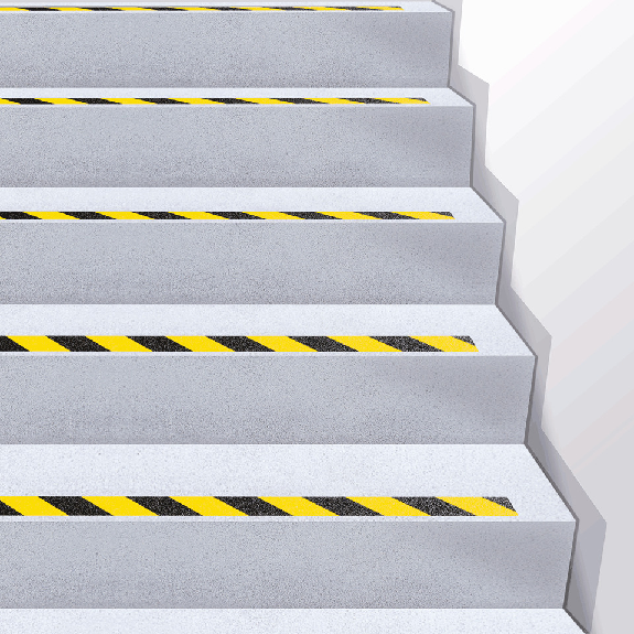 m2-Trittschutz-Warnmarkierung, R13, gelb/schwarz schraffiert, 100x1000mm, ASR A1.5 m2-Trittschutz-Warnmarkierung, R13, gelb/schwarz schraffiert, 100x1000mm, ASR A1.5-Beschreibung lesen