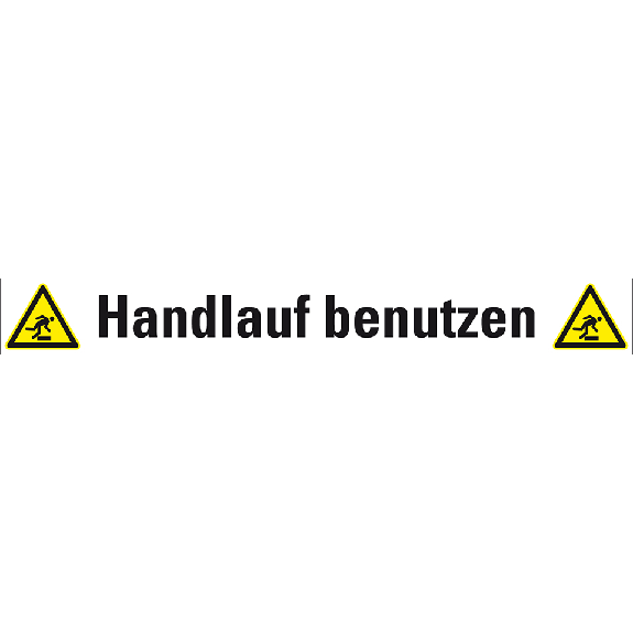 Treppenmarkierung Handlauf benutzen, mit 2 Piktogrammen,, Bodenmarkierungsfolie, 120x1000mm/W007-Beschreibung lesen