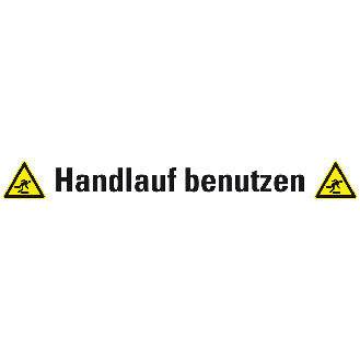 Treppenmarkierung Handlauf benutzen, mit 2 Piktogrammen,, Bodenmarkierungsfolie, 120x1000mm/W007-Beschreibung lesen