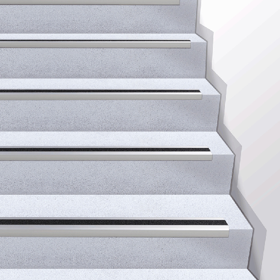 Antirutsch-Treppenkantenprofil, R10, gelb/schwarz, AL, schraubbar, 1000x31x53mm-Beschreibung lesen