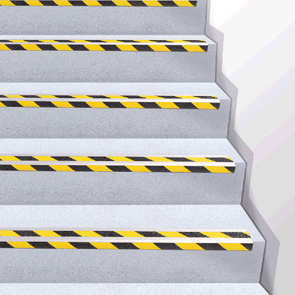 Antirutsch-Treppenkantenprofil, R13, gelb/schwarz, AL, schraubbar, 1000x31x53mm-Beschreibung lesen
